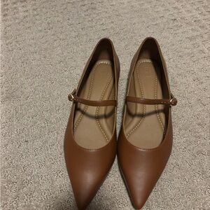 Nordstrom Brown Leather Flats with Pointed Toe